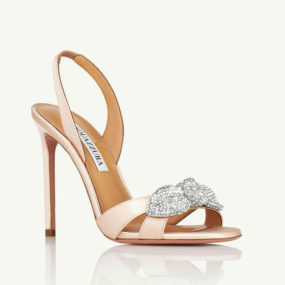 New AQUAZZURA Very Bow Tie embellished satin sandals 40.5 $1,195 - Picture 3 of 16